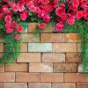 Bricks With Dark Pink Flowers Diamond Painting