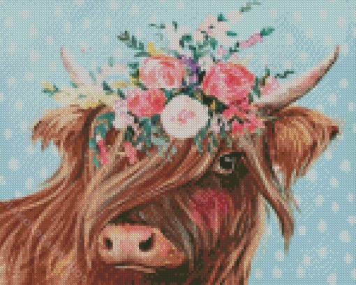 Cow With Flower Crown Diamond Painting