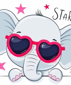 Cute Baby Elephant Glasses Diamond Painting