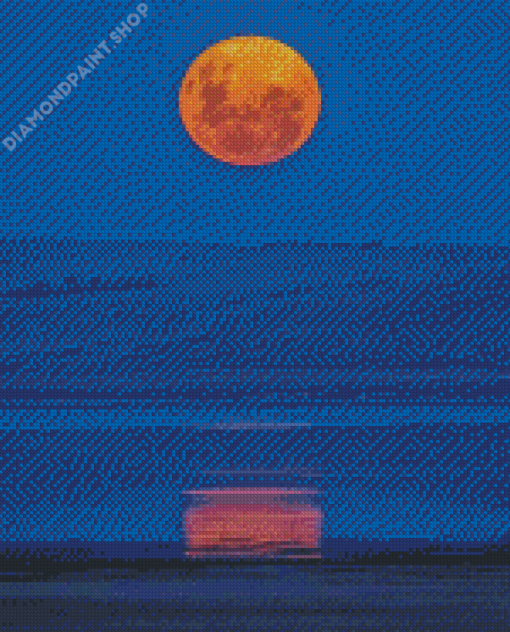 Full Moon Over Lake Diamond Painting