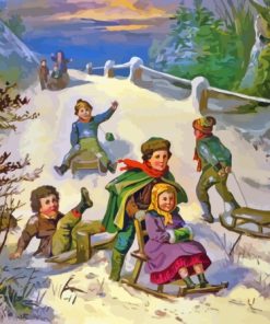 Kids Sledding Diamond Painting