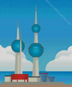 Kuwait Towers Illustration Diamond Painting