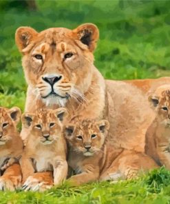 Lioness And Cubs Animals Diamond Painting