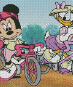 Minnie Mouse And Daisy Duck On Bikes Diamond Painting