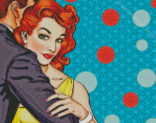 Pop Art Couple Hugging Diamond Painting