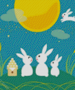 Rabbit And The Moon Diamond Painting