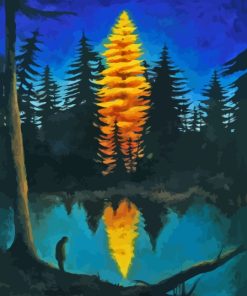 Spruce Tree Night Diamond Painting