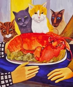 The Four Hungry Cats Diamond Painting