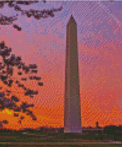The Washington Monument At Sunset Diamond Painting