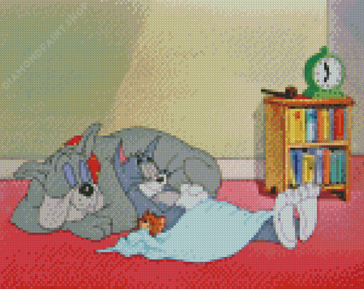 Tom And Jerry And Dog Sleeping Diamond Painting