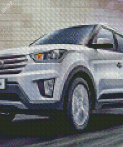 White Creta Hyundai Car Diamond Painting