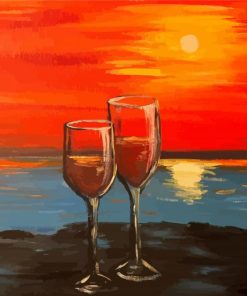 Abstarct Sunset Wine Glass Diamond Painting