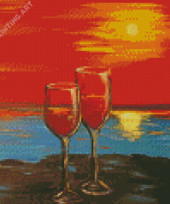 Abstarct Sunset Wine Glass Diamond Painting