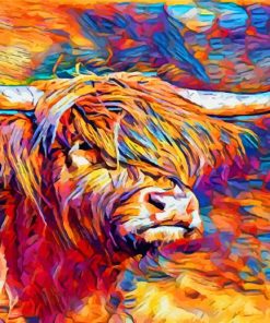 Aesthetic Abstract Highland Cattle Diamond Painting