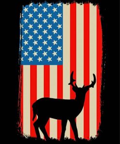 Aesthetic American Flag Deer Art Diamond Painting