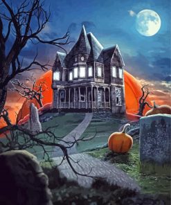 Aesthetic Halloween Haunted House Diamond Painting