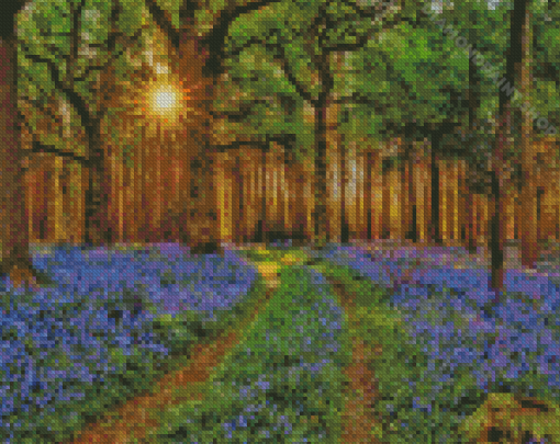 Aesthetic Woodland Bluebell Diamond Painting