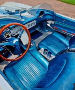 Blue Chevrolet Corvette Car Interior Diamond Painting
