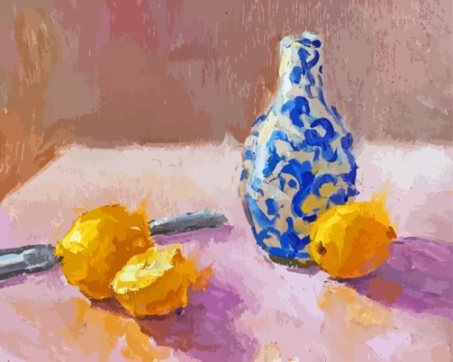 Blue Vase And Lemons Diamond Painting