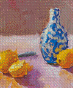 Blue Vase And Lemons Diamond Painting