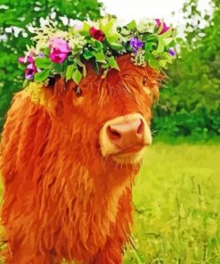 Cute Cow With Flower Crown Diamond Painting