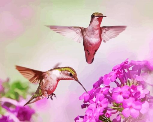 Flying Couple Hummingbird Diamond Painting