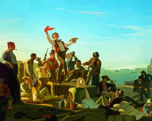 Jolly Flatboatmen In Port By George Caleb Bingham Diamond Painting