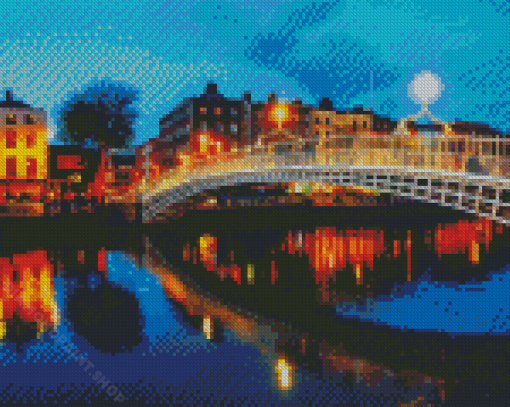 Liffey River By Night Diamond Painting