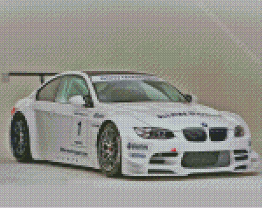 White BMW Race Car Diamond Painting