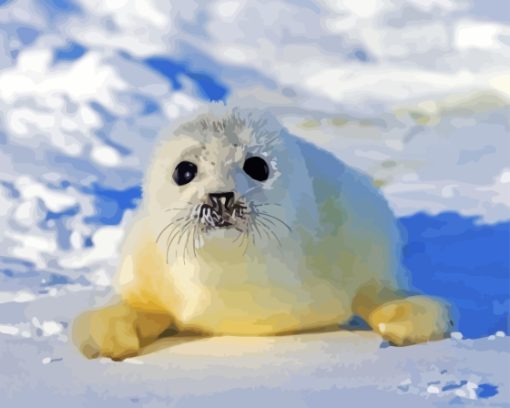 White Harp Seal Animal Diamond Painting