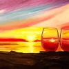 Wine Glasses At Sunset Diamond Painting