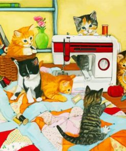 Adorable Cats In A Sewing Room Diamond Painting