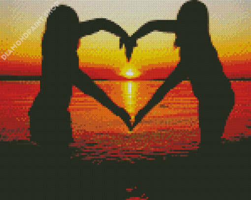 Besties Silhouette Sunset Diamond Painting