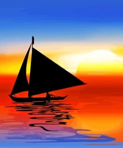 Boat Landscape Silhouette Diamond Painting