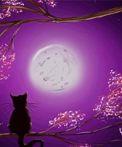 Cat And Moon Diamond Painting
