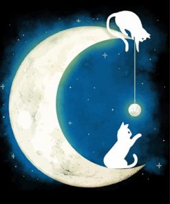 Cats And Moon Diamond Painting