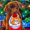 Christmas Dog With Cat Diamond Painting