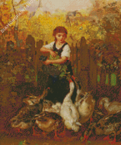 Girl Feeding Geese Diamond Painting