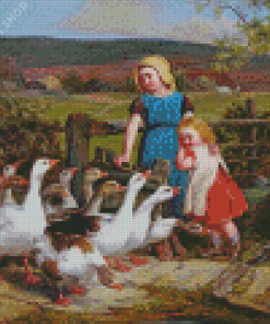 Girls With Geese Diamond Painting