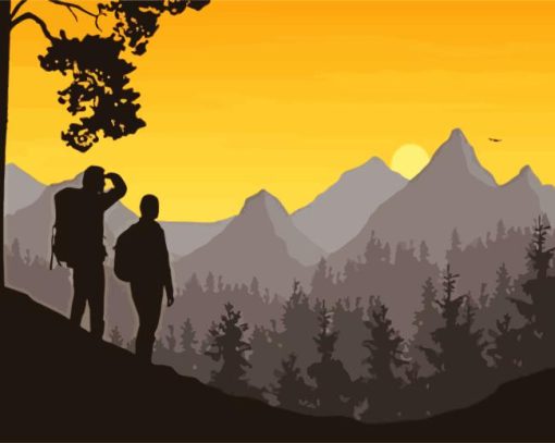 Hikers Silhouette Diamond Painting