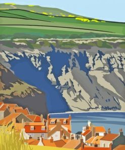 Illustration Robin Hood Bay Village Diamond Painting