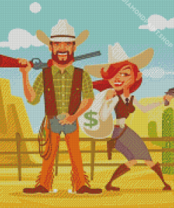 Illustration Western Couple Diamond Painting