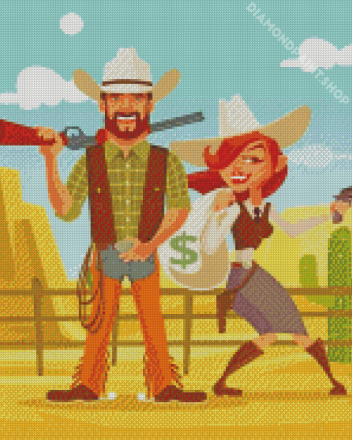 Illustration Western Couple Diamond Painting