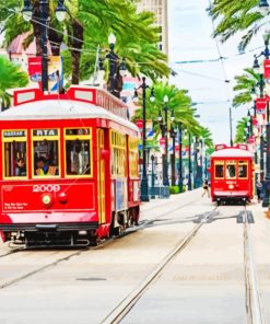 New Orleans Red Public Tram Diamond Painting