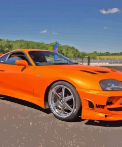 Orange Toyota Supra Mk4 Car Diamond Painting