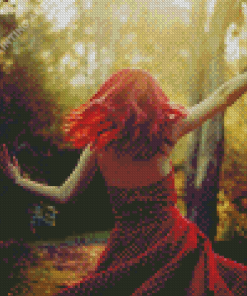 Red Haired Lady Dancer Back Diamond Painting