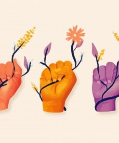 Sign Language Hands With Plants Diamond Painting