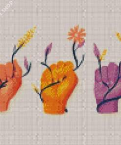 Sign Language Hands With Plants Diamond Painting