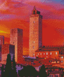 Sunset At San Gimignano Diamond Painting