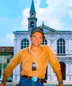 Handsome Terence Hill Actor With Yellow Tshirt By Diamond Painting